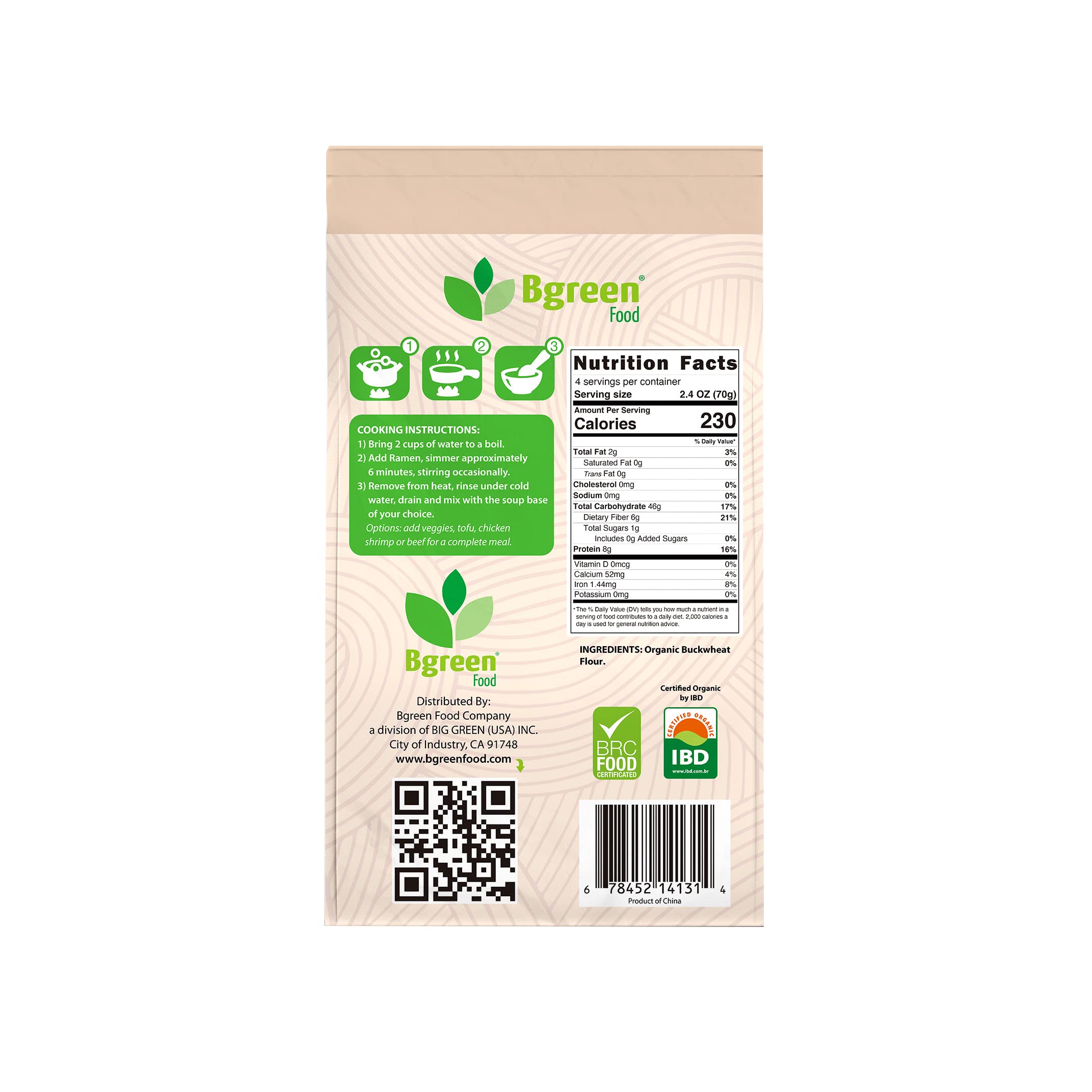 Big Green Organic Food buckwheat ramen cooking action features quick five-minute prep.