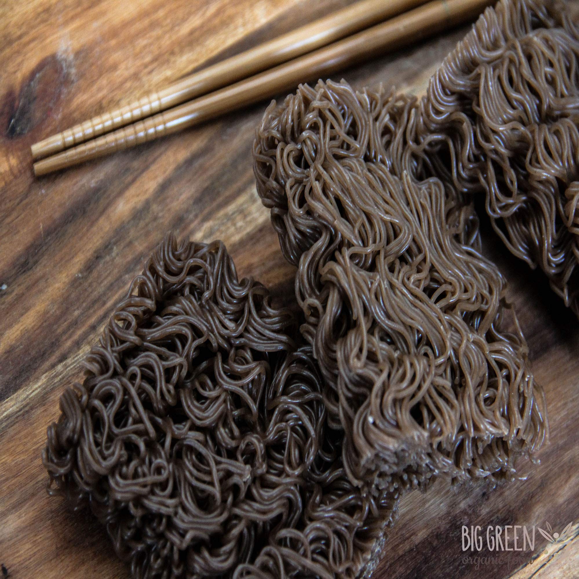 Big Green Organic Food buckwheat ramen ready bowl shows wholesome vegan meal option.