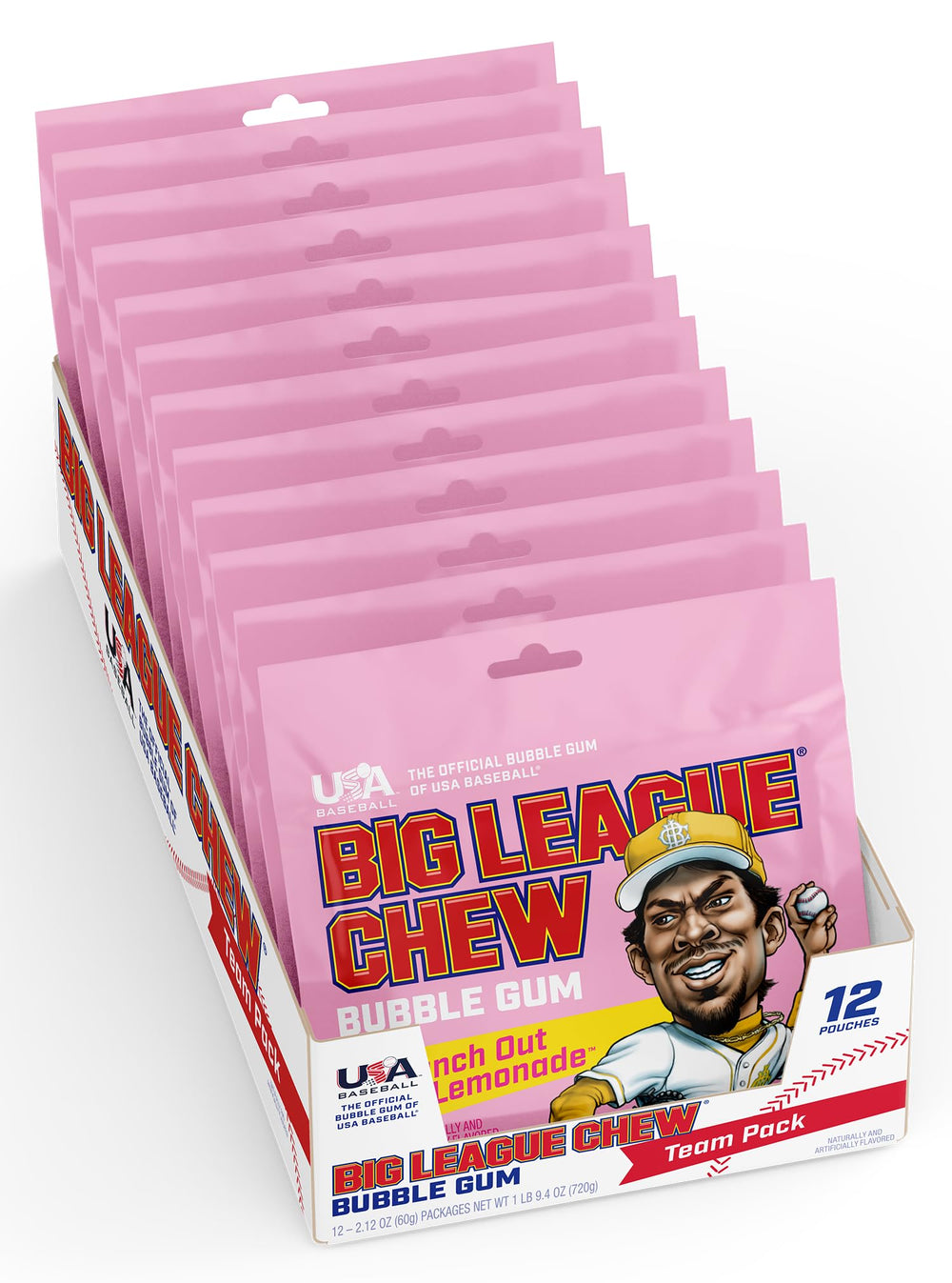 Big League Chew Pink Lemonade gum at a baseball game boosts on-the-go energy and focus.