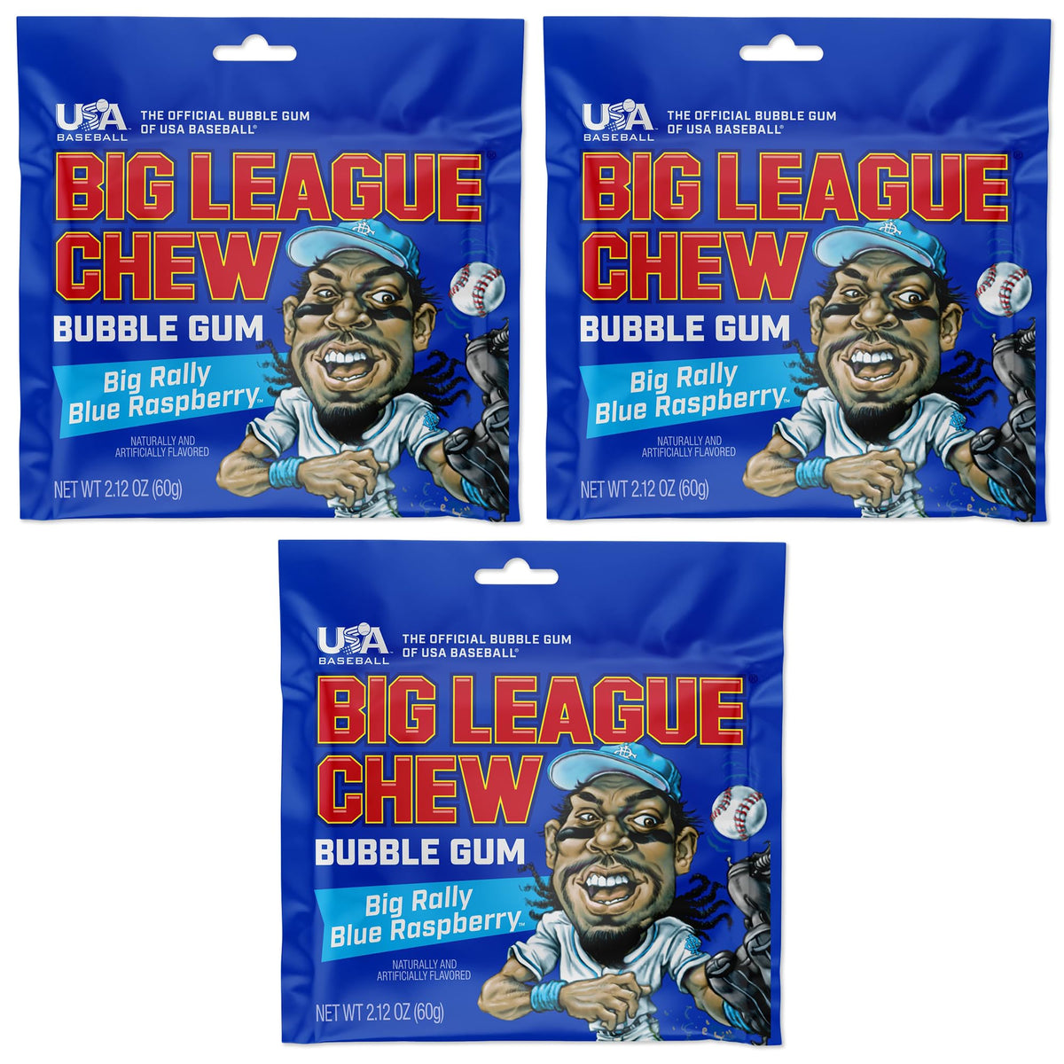 Big League Chew Blue Raspberry Pack ready for game day snacks.