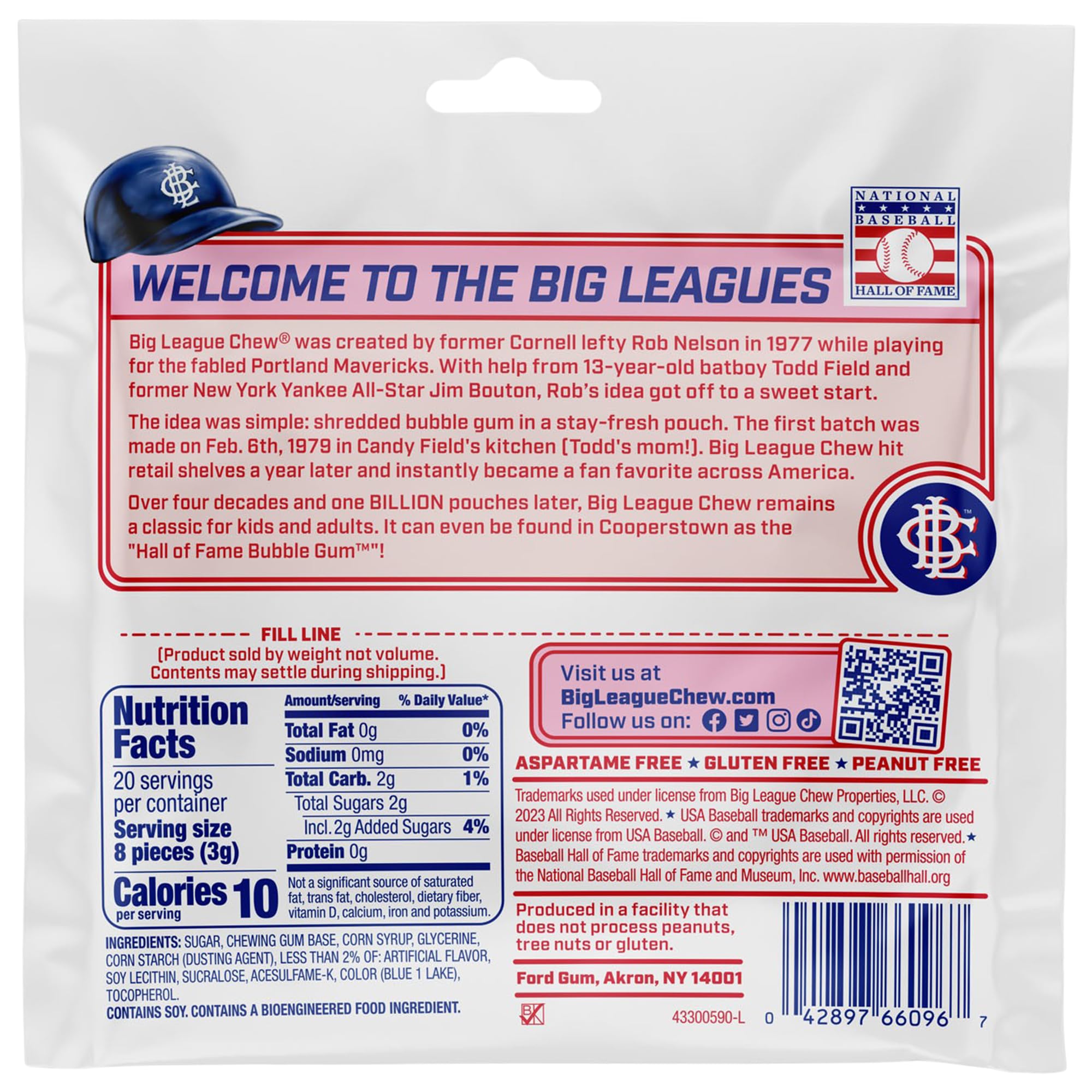Big League Chew Cotton Candy 3-Pack back view, shows fresh packaging and seal.