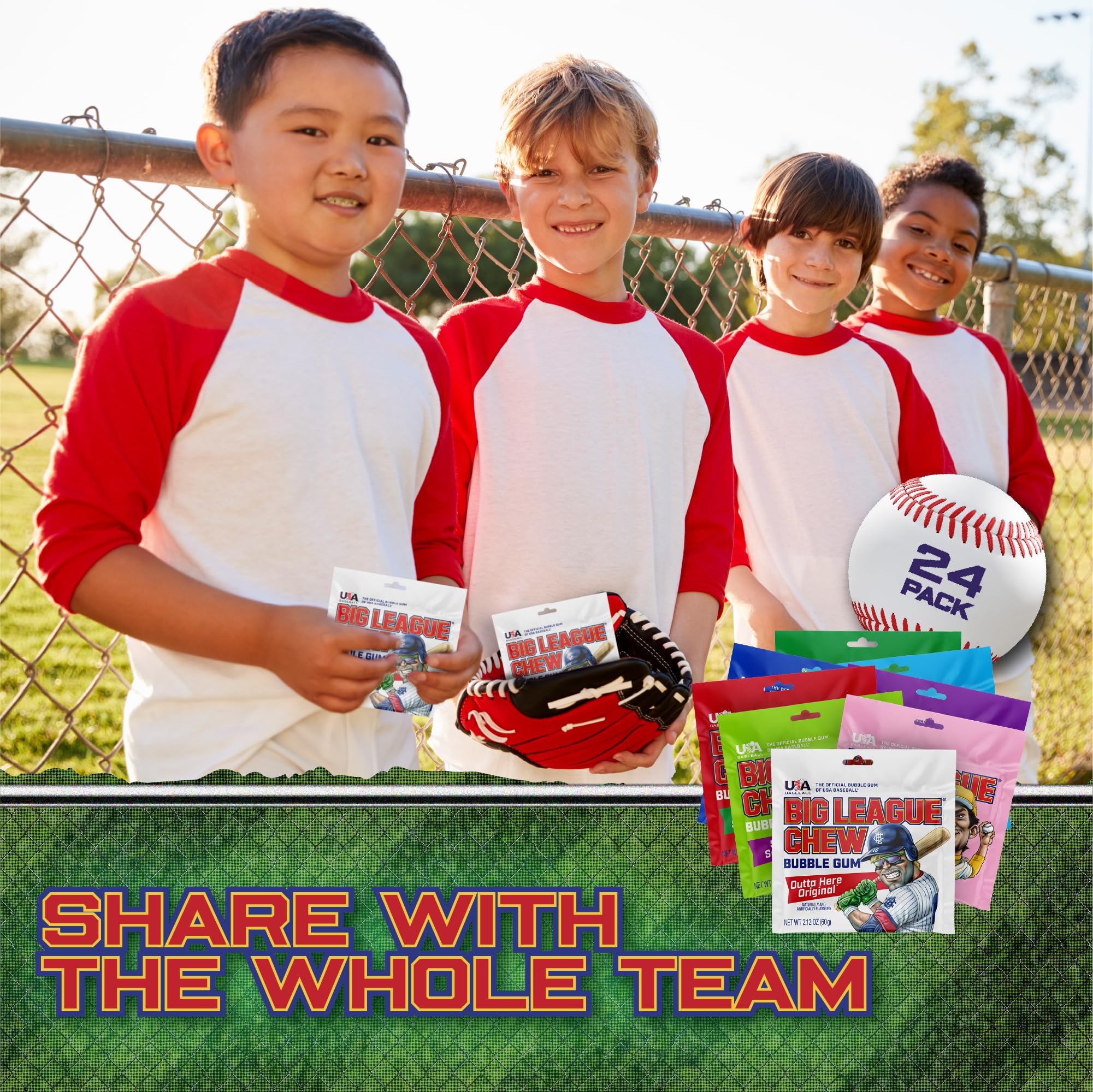 Big League Chew cotton candy flavor packet, light and fun team treat.