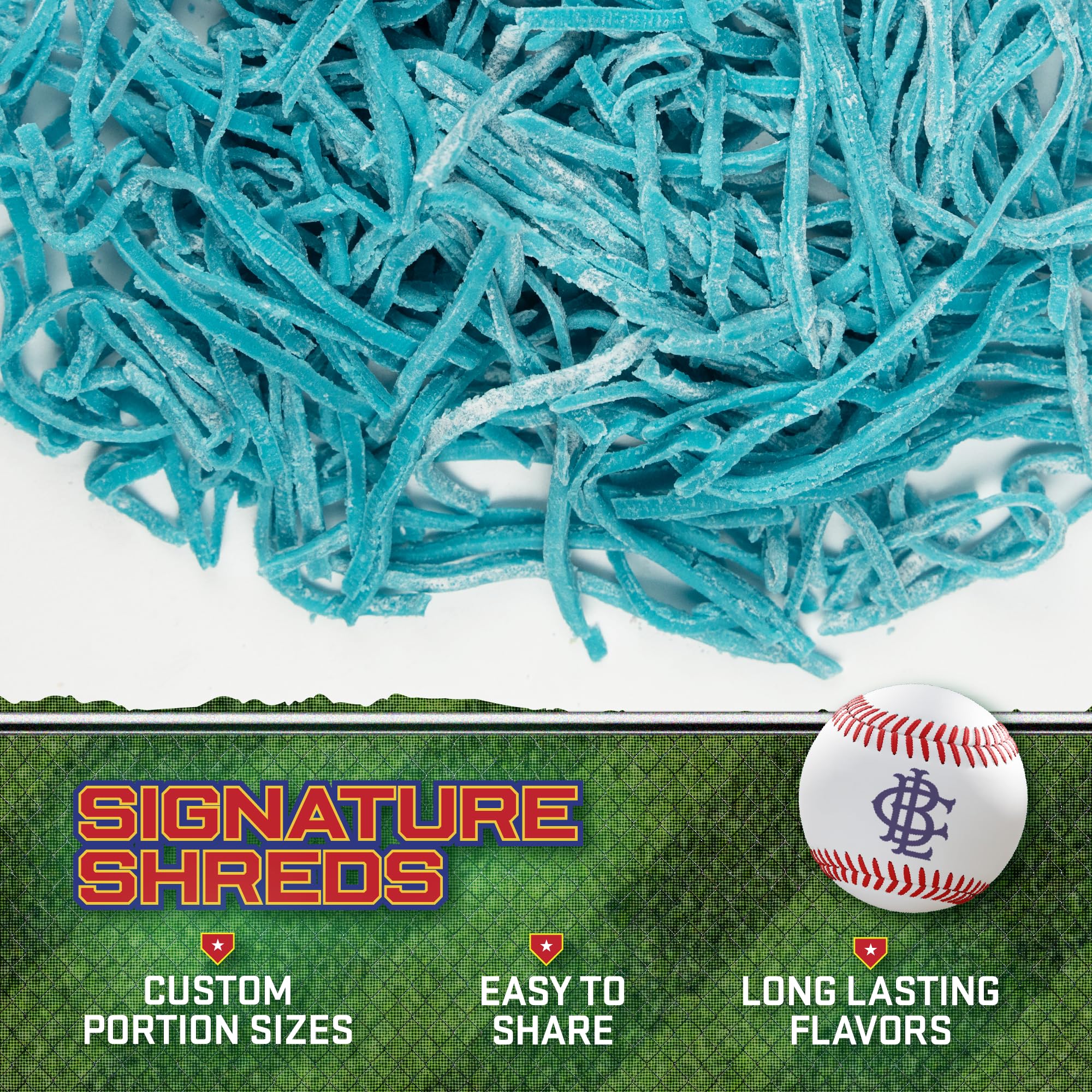 Big League Chew Cotton Candy packets close-up, convenient single-serving gum.