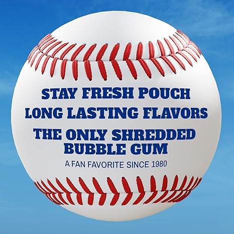 Big League Chew Curveball Cotton Candy Gum in concession stand displays for fans.