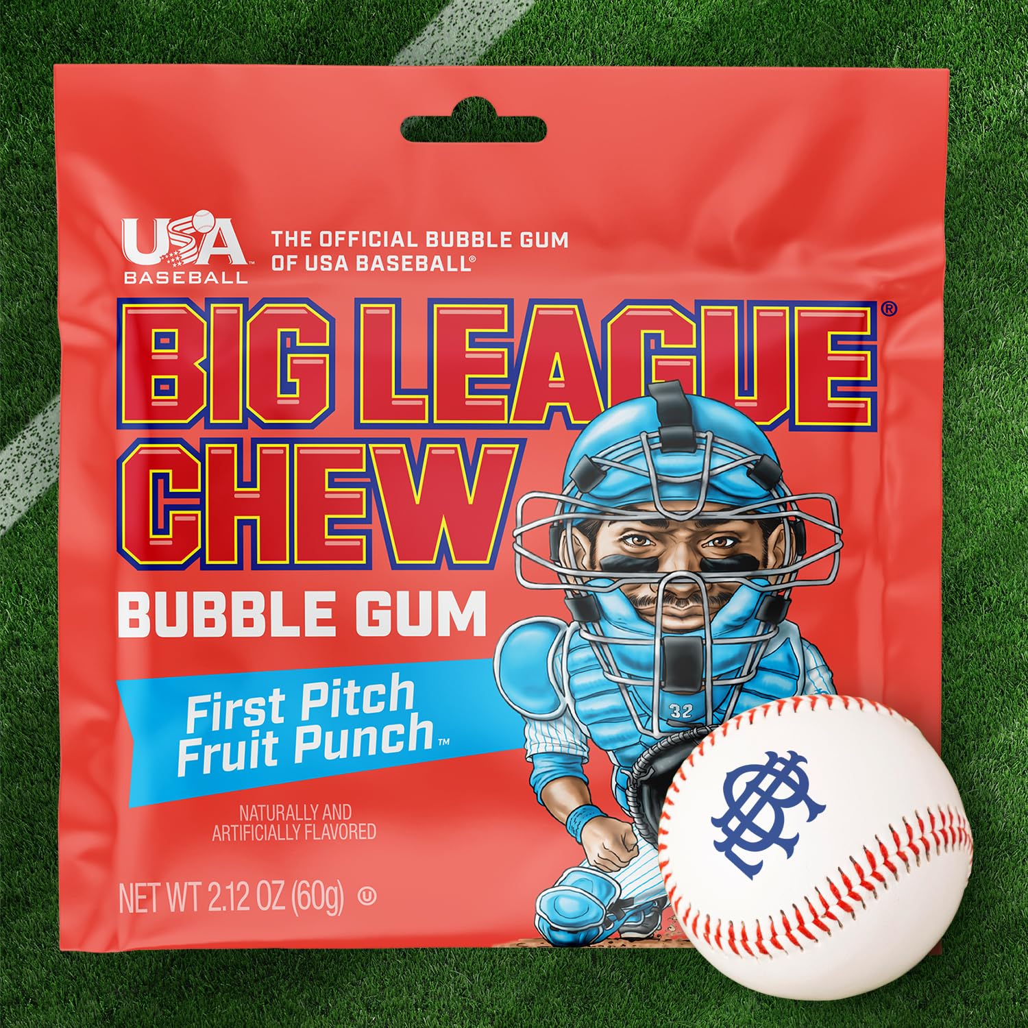 Big League Chew Fruit Punch serving display at a team event.