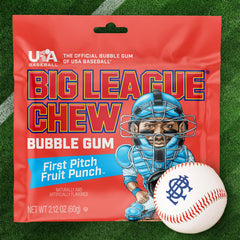 Big League Chew Fruit Punch serving display at a team event.