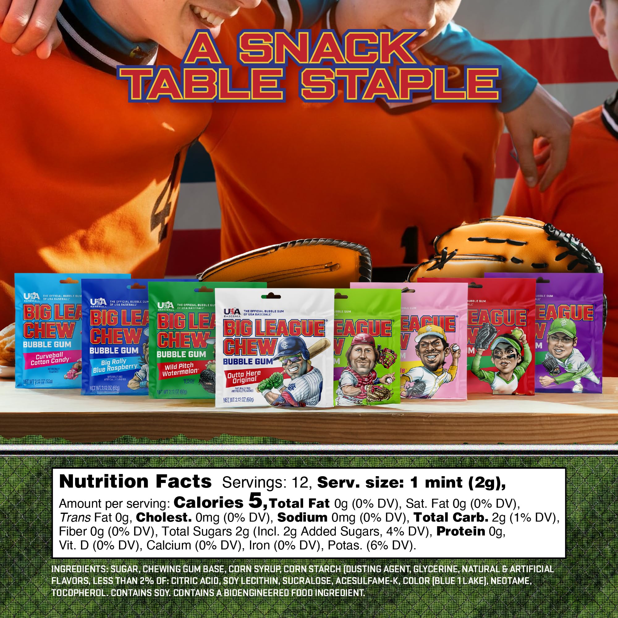 Big League Chew grape flavor packet, ideal for game-day snacking.