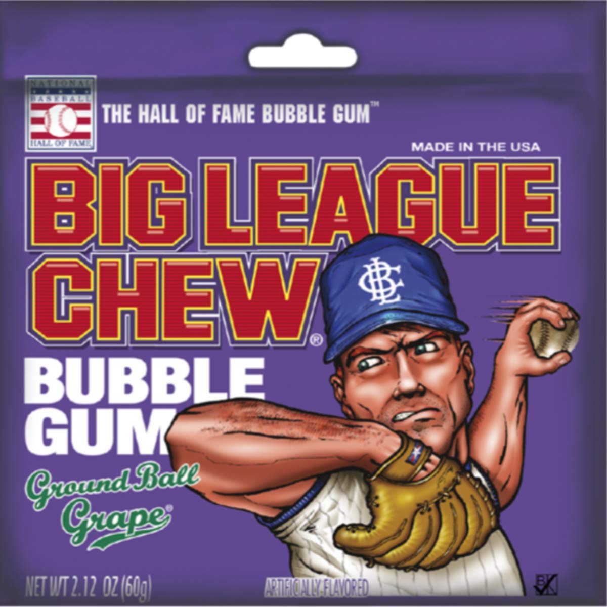 Big League Chew Ground Ball Grape two point twelve bags interior close-up for convenient portions