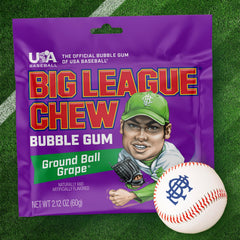 Single bag featured in display highlighting long-lasting grape flavor.