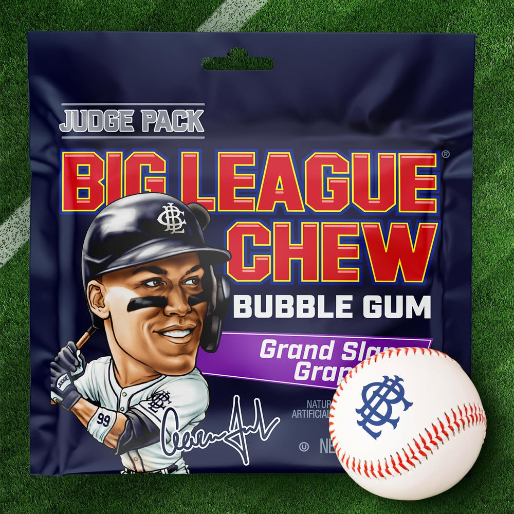 Big League Chew Ground Ball Grape closeup highlights a bold grape flavor.