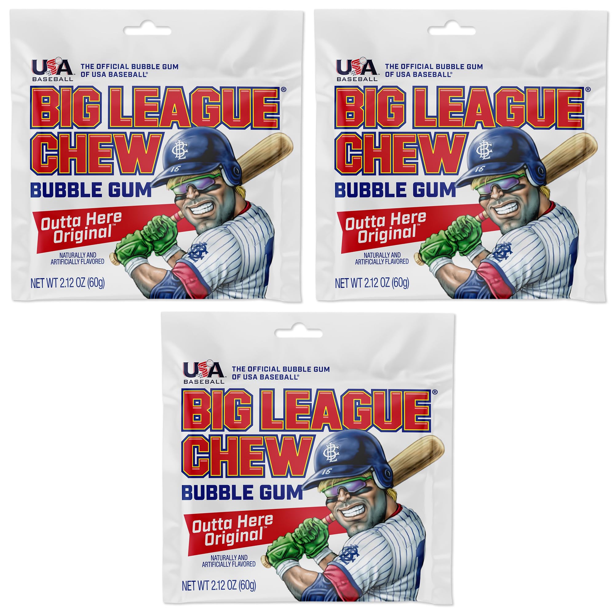 Big League Chew Original 3-pack packaging ready for team snack time.