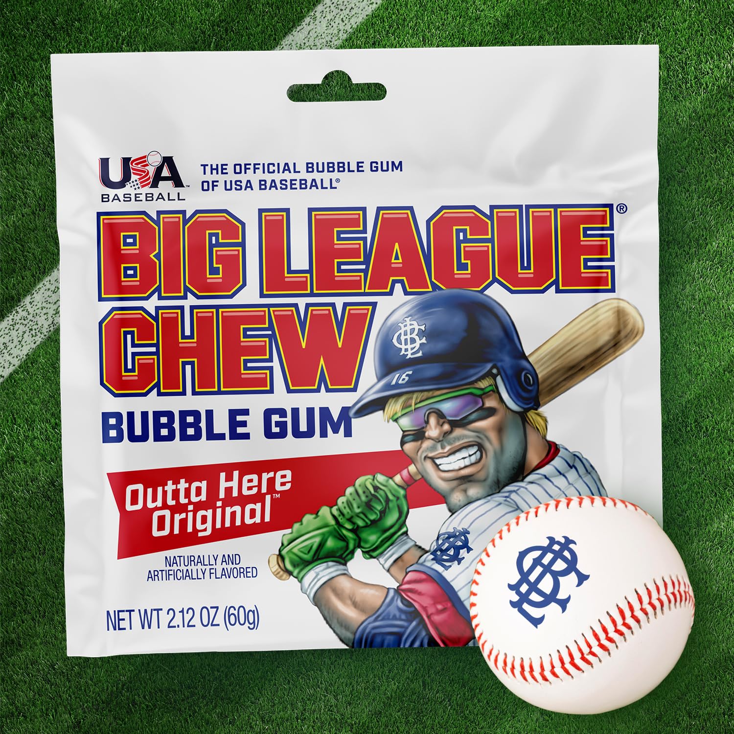 Big League Chew Outta Here Original Bubble Gum pack 3 showcasing iconic shredded texture