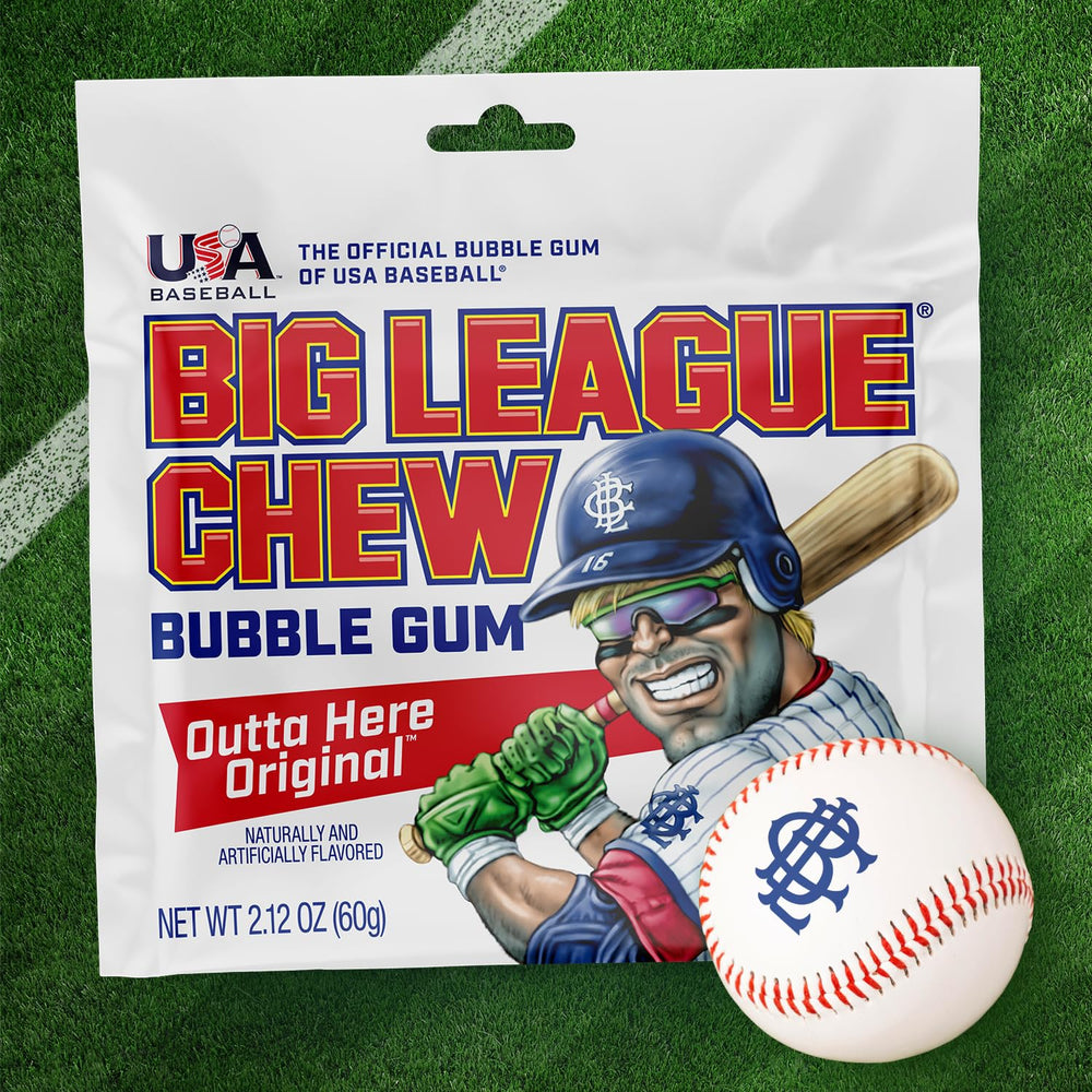 Big League Chew Outta Here Original Bubble Gum pack 3 showcasing iconic shredded texture