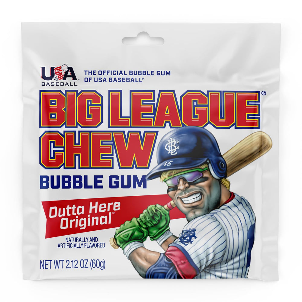 Big League Chew Outta Here Original Bubble Gum pack 5 evokes nostalgic ballpark flavor