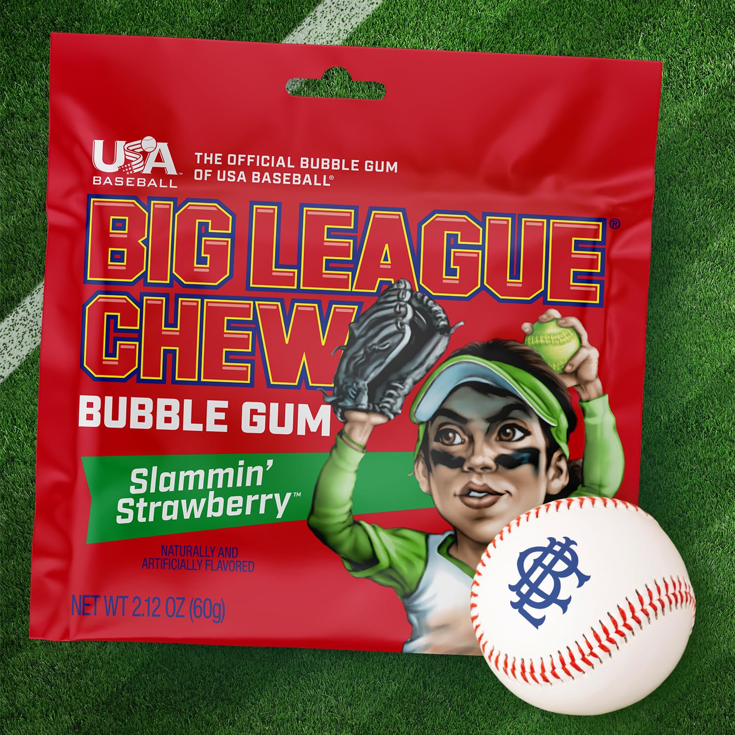 Big League Chew Slammin Strawberry bubblegum enjoyed at an outdoor BBQ and playtime