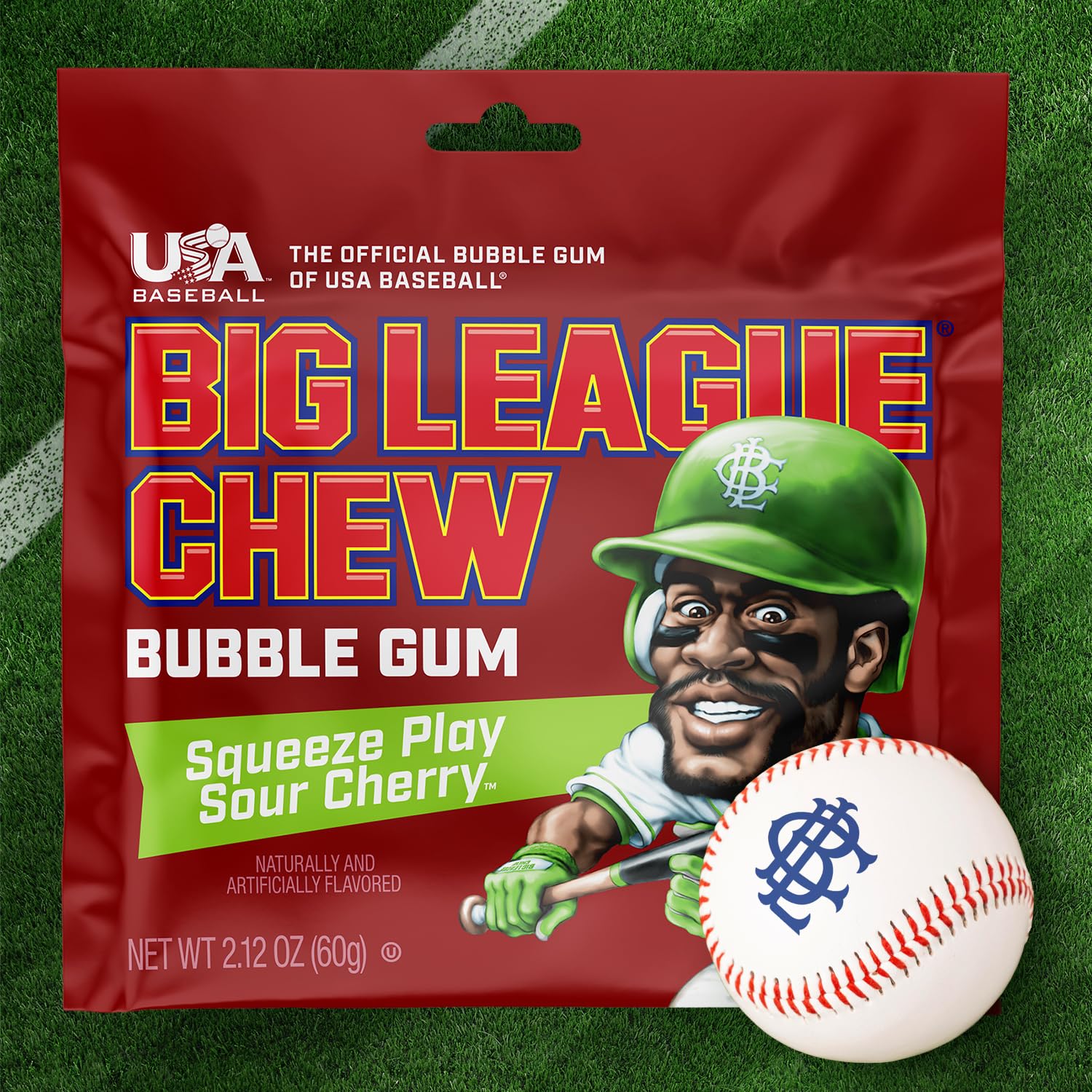 Big League Chew Sour Cherry 12-pack packaging, ideal for teams and concessions.