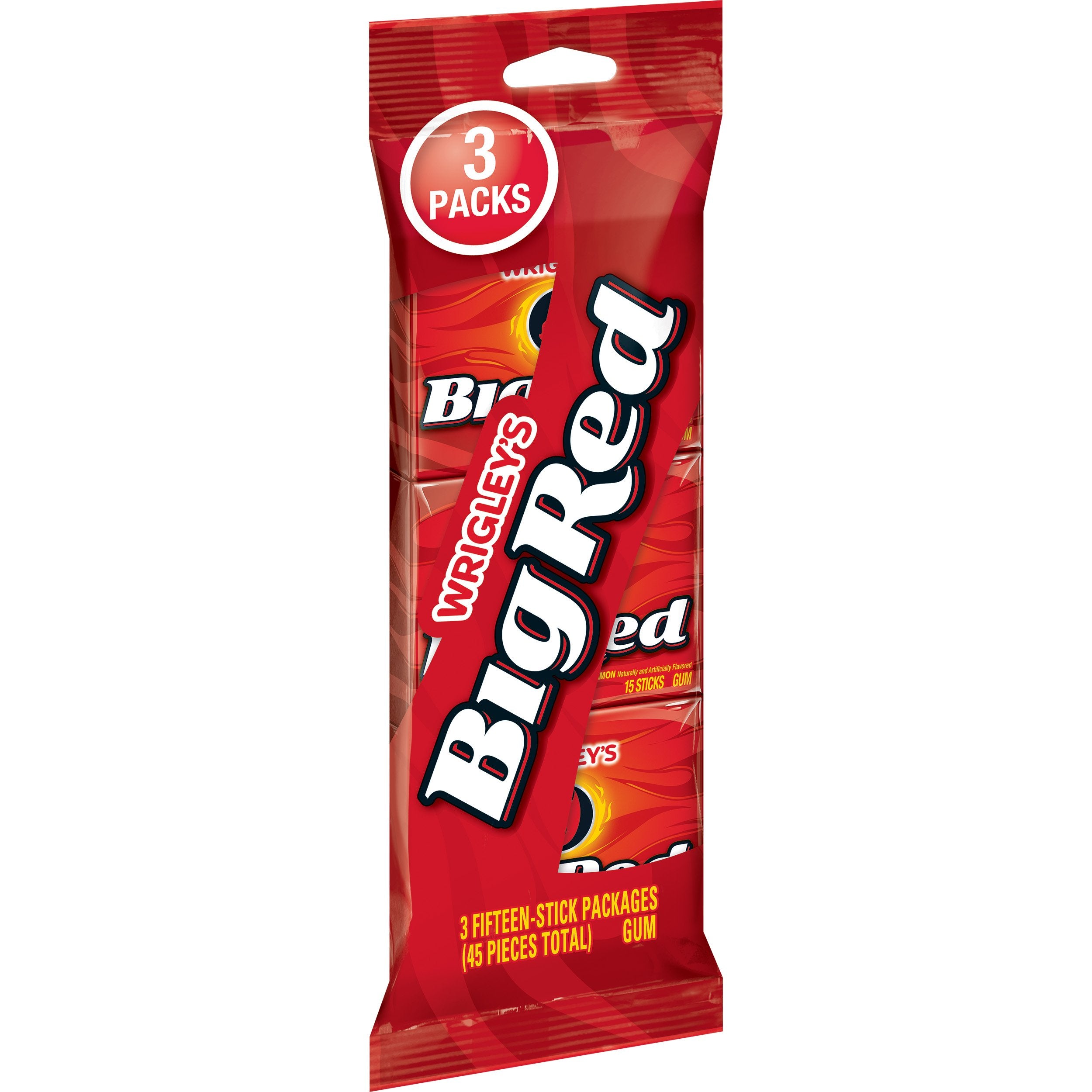 BIG RED cinnamon gum 45-piece pack on display for bold flavor