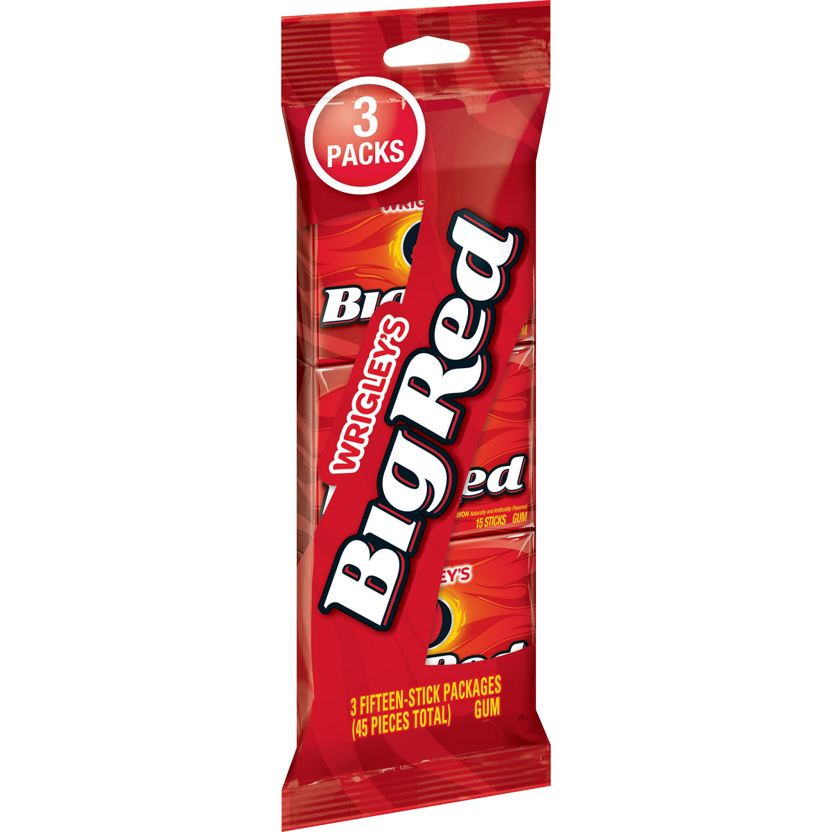 BIG RED cinnamon gum 45-piece pack on display for bold flavor