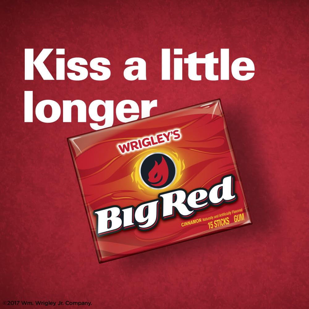 BIG RED cinnamon gum open pack showing long-lasting breath potential