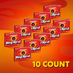 Close-up of BIG RED cinnamon gum sticks showing fiery flavor texture.