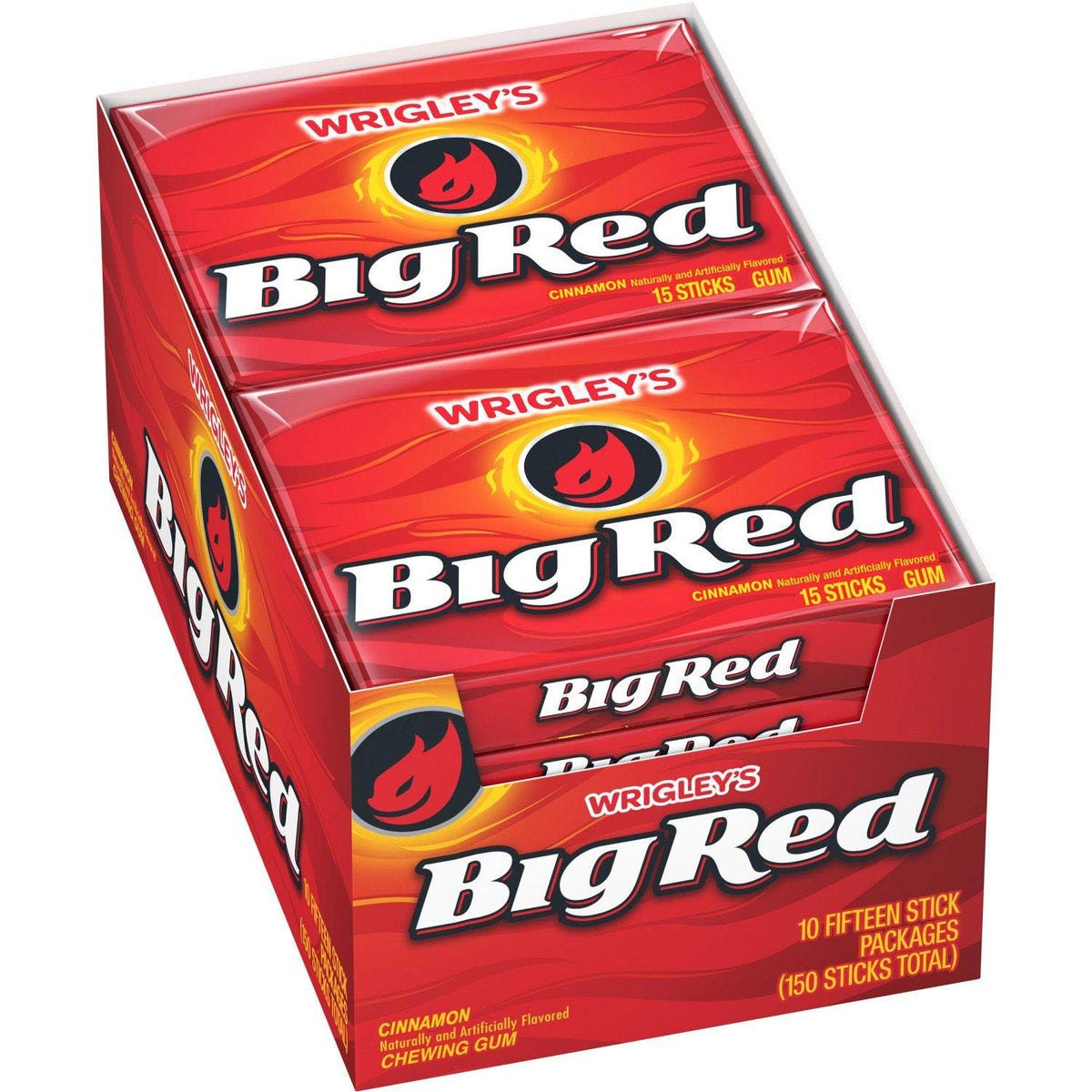 Big Red Slim Pack gum with 15-stick packs delivering bold cinnamon flavor and long-lasting freshness.