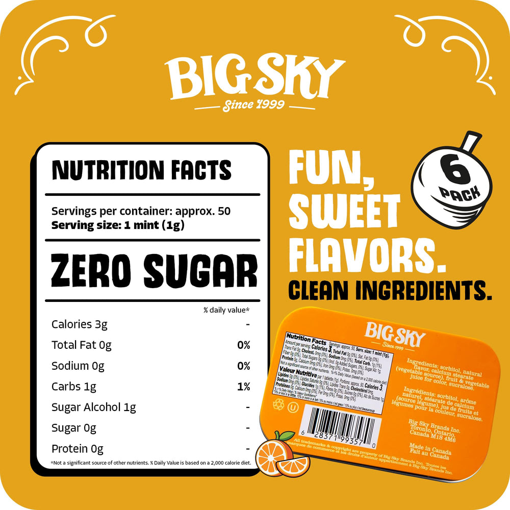 Close-up of Big Sky tin shows creamy orange creme texture.