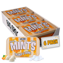 Big Sky Orange Creme Mints tin pack for on-the-go freshness.