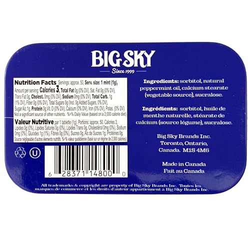 Close-up of smooth texture in Big Sky sugar-free mints