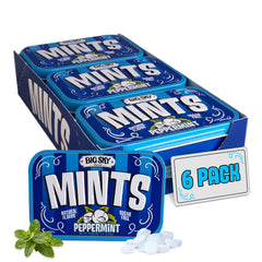 Big Sky Peppermint Mints tin front view showing travel-friendly packaging