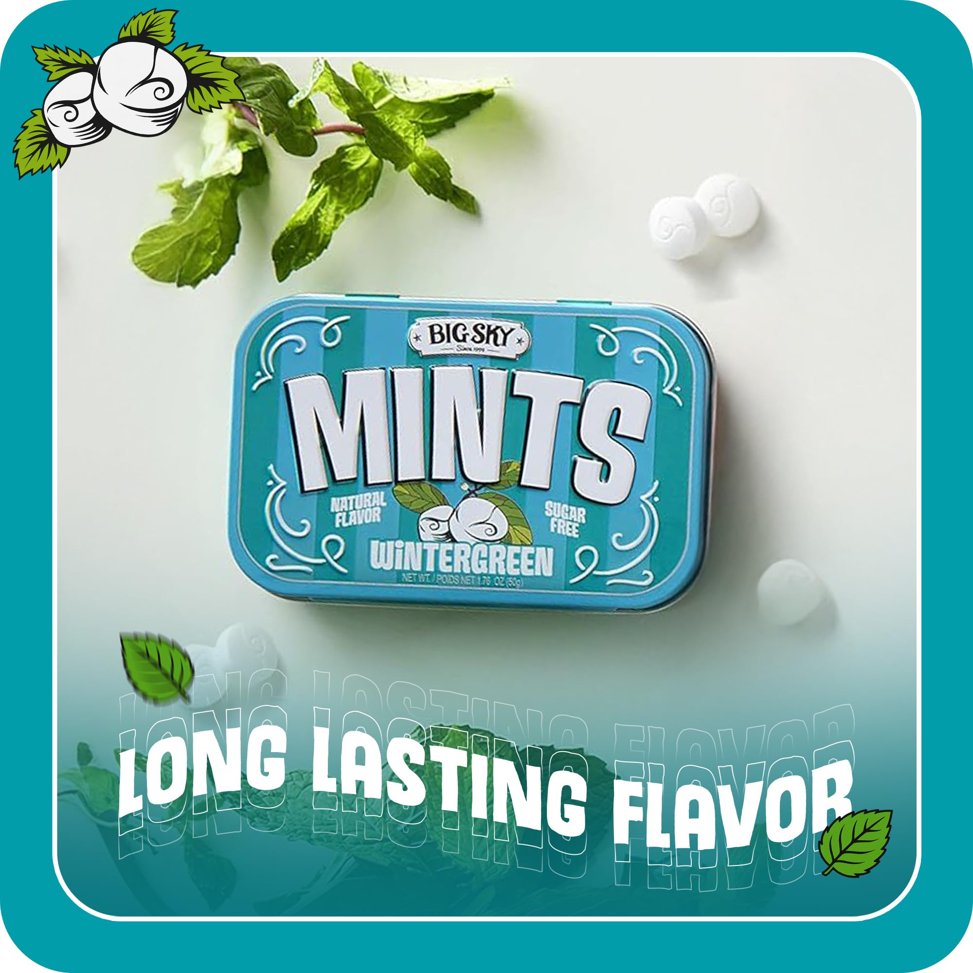 Big Sky Wintergreen Mints gluten-free and kosher certified snack option.