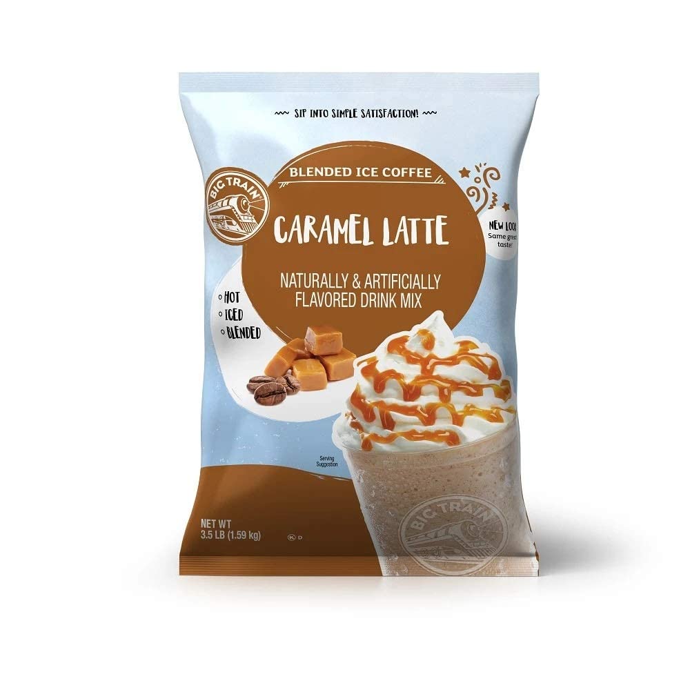 Big Train Blended Ice Coffees Caramel Latte bag for quick, refreshing homemade drinks.