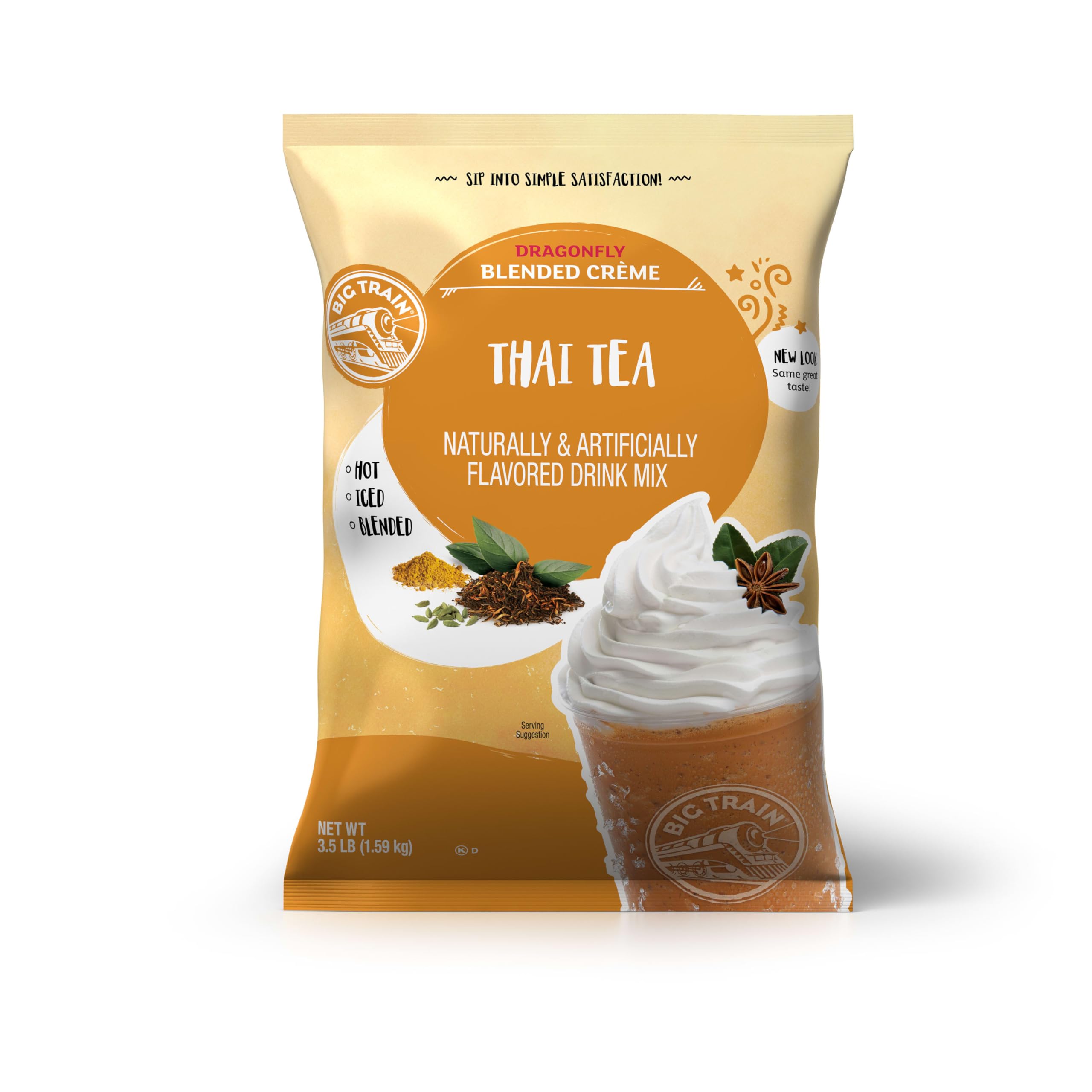 Big Train Dragonfly Thai Tea Blended Creme pouch for easy, creamy frappes at home