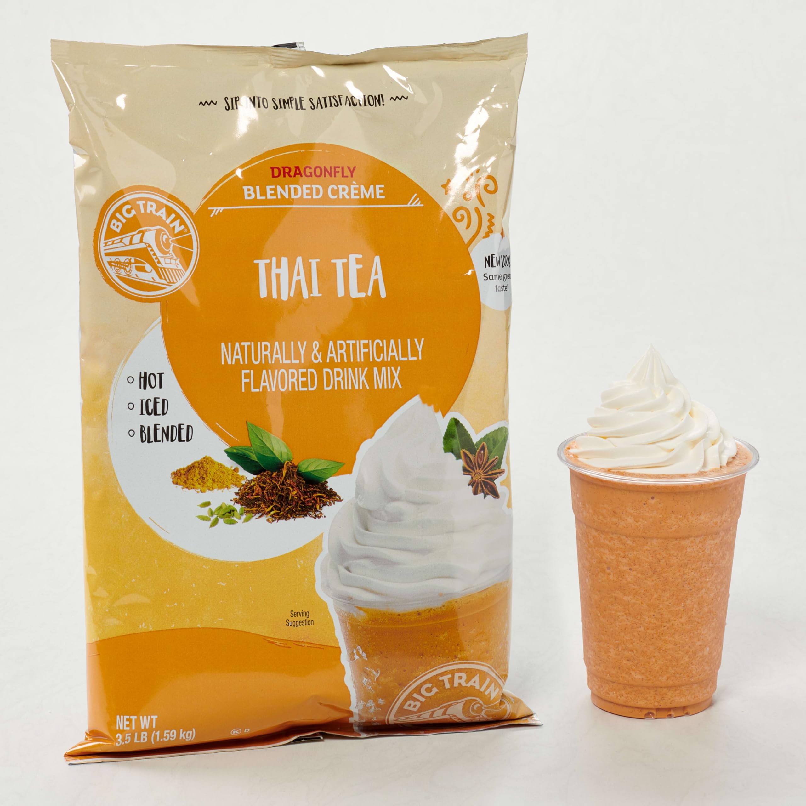 Creative Dragonfly Thai Tea drink on a countertop