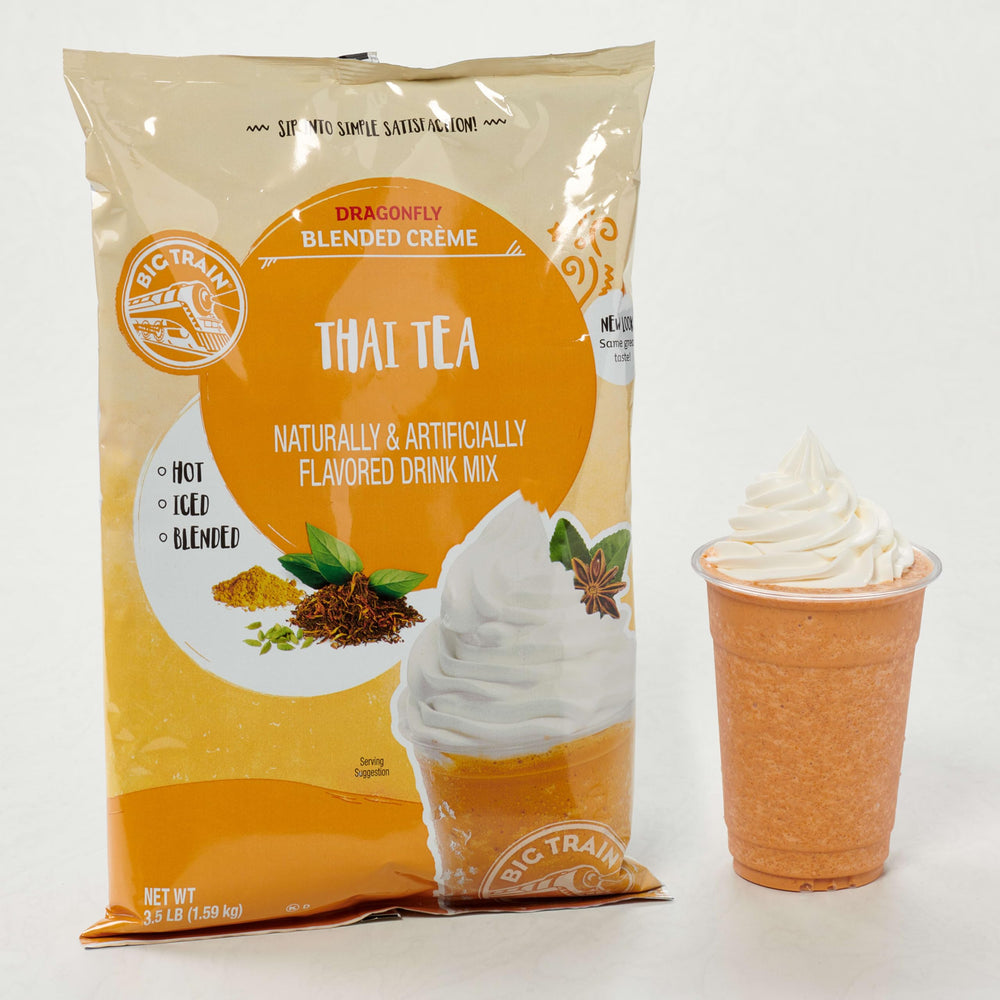Creative Dragonfly Thai Tea drink on a countertop