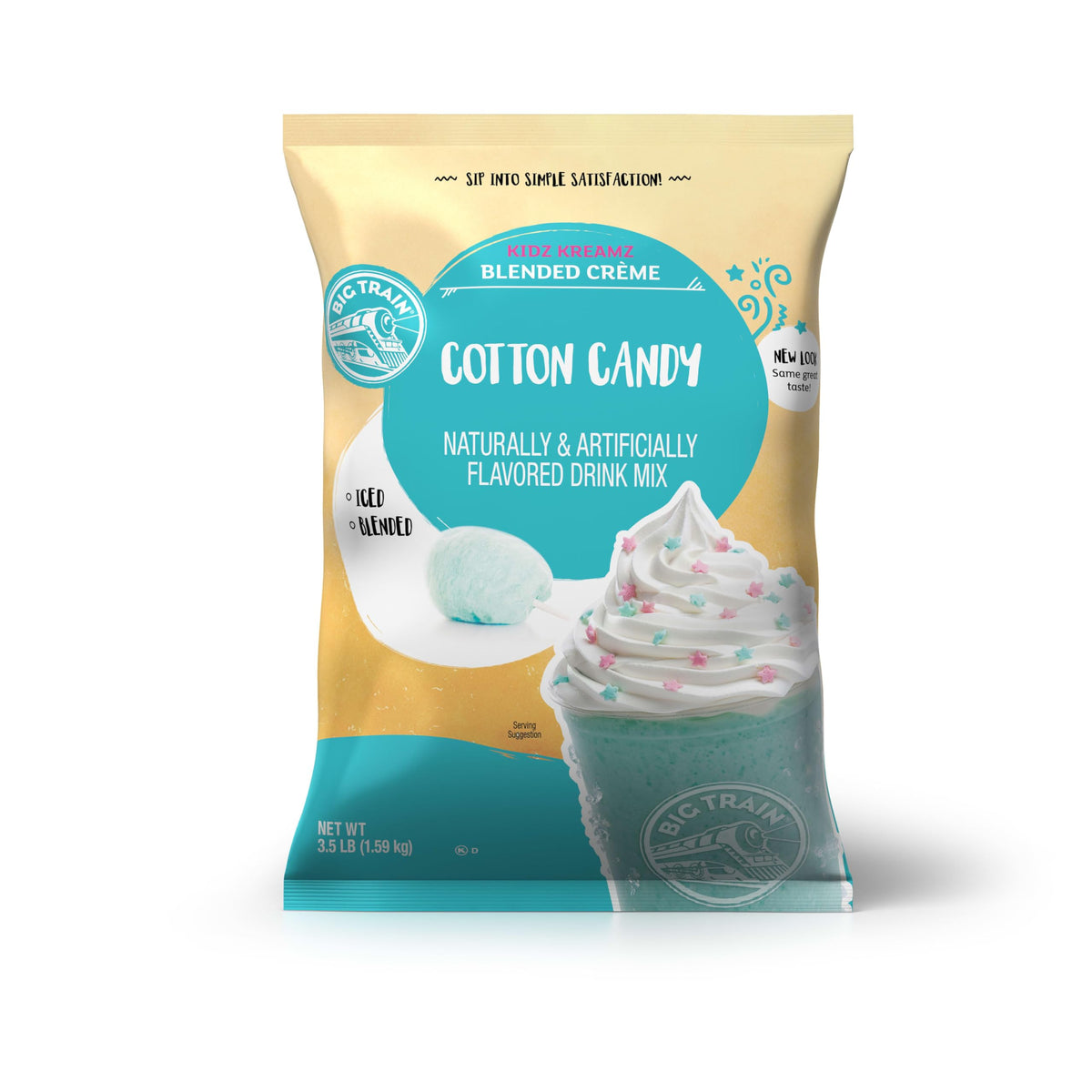 Big Train Kidz Kreamz Cotton Candy Blended Mix bottle for quick at home frappes