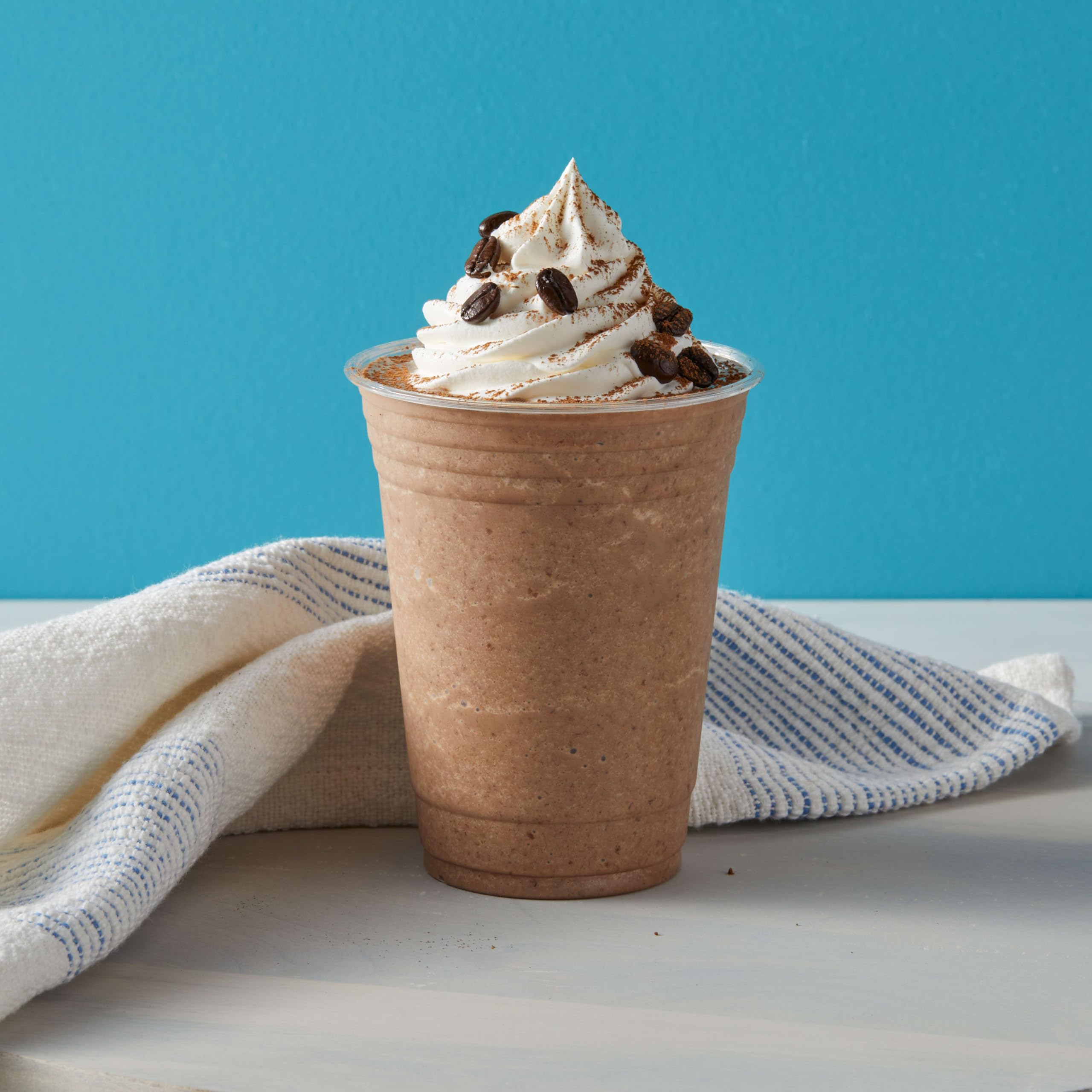 Chilled iced coffee made with Big Train Mocha, silky texture
