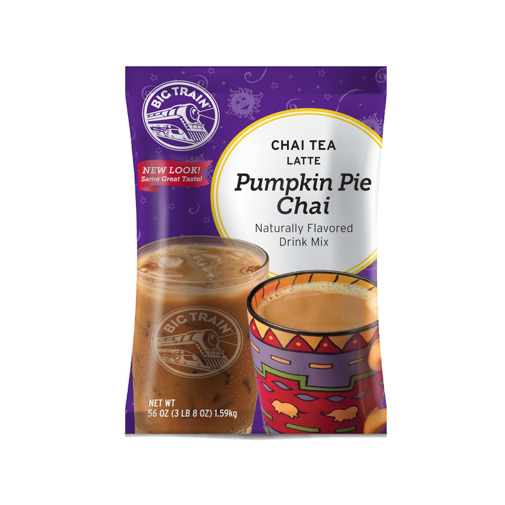 Big Train Pumpkin Pie Chai tea bag front view for easy latte inspiration