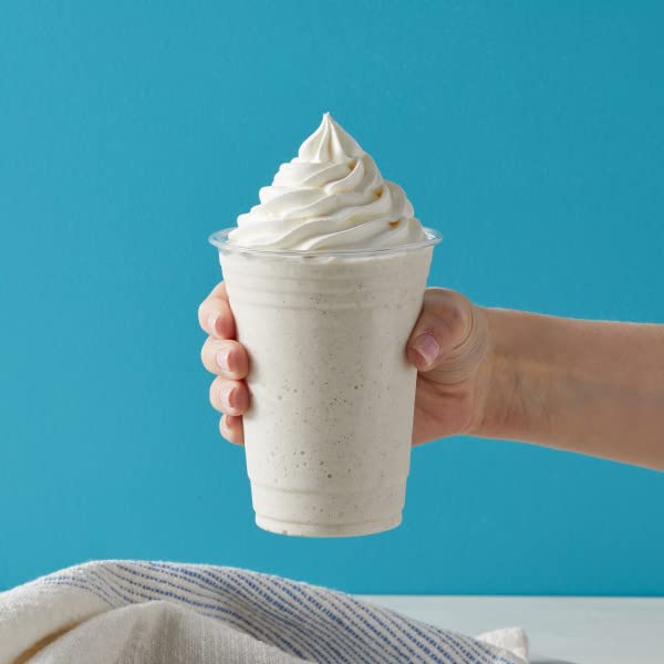Big Train Vanilla Bean Blended Creme Frappe Mix cold frappé pour over ice for refreshing treats.