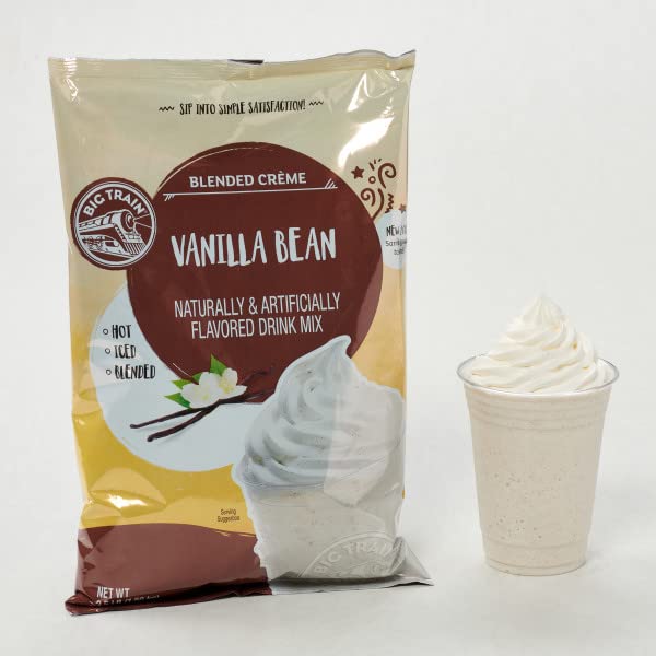 Big Train Vanilla Bean Blended Creme Frappe Mix hot beverage pour for cozy, ready-to-serve drinks.