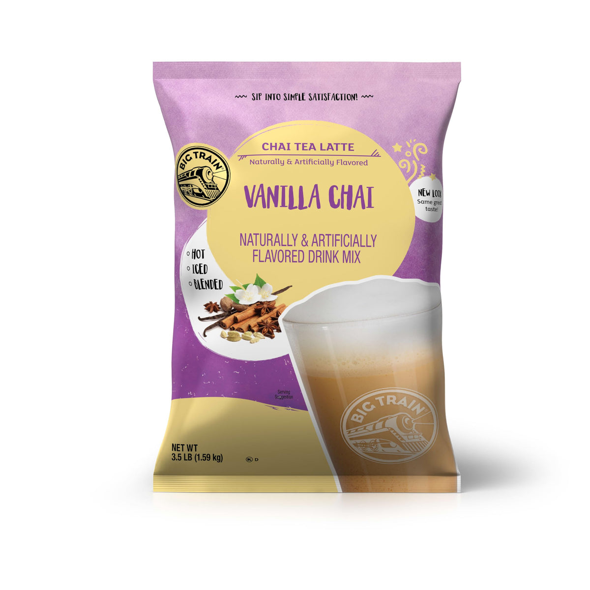 Big Train Vanilla Chai Latte mix packaging ready for home or cafe use.