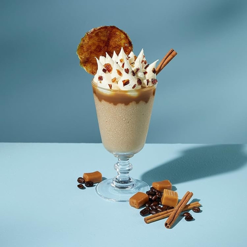 Big Train Vivaz Horchata cream-topped glass ready to drink.