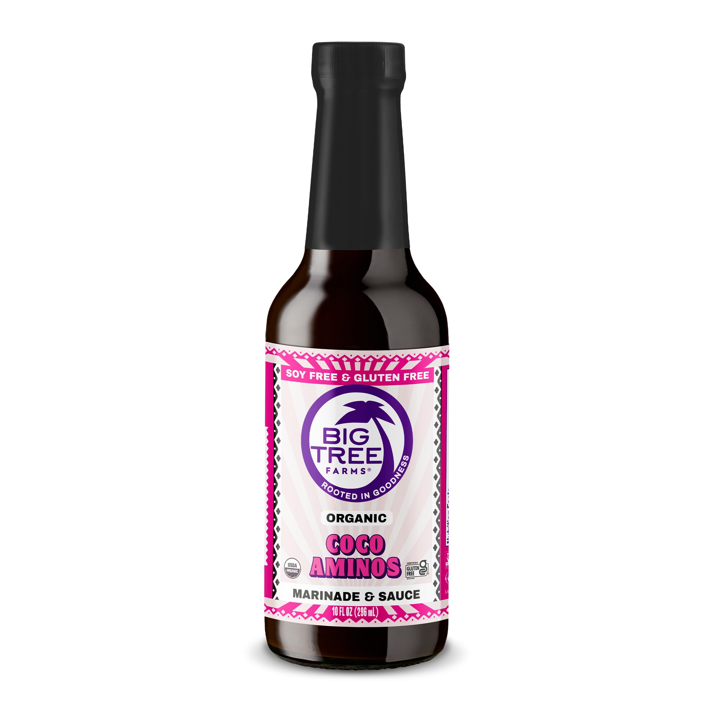 Big Tree Farms Coco Aminos bottle pour enhances umami in marinades.