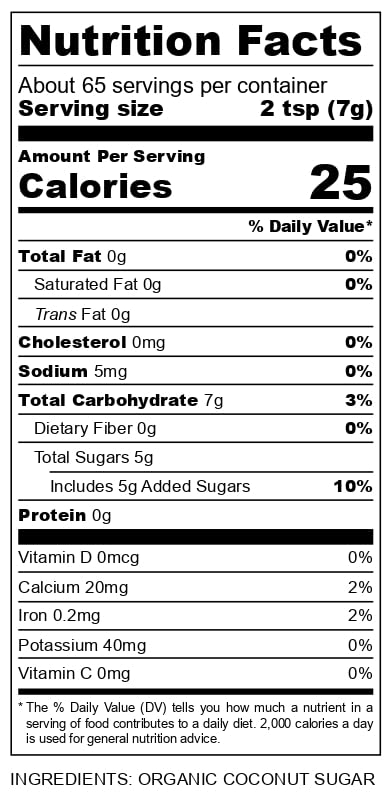Big Tree Farms coconut sugar organic label close-up highlighting unrefined quality.