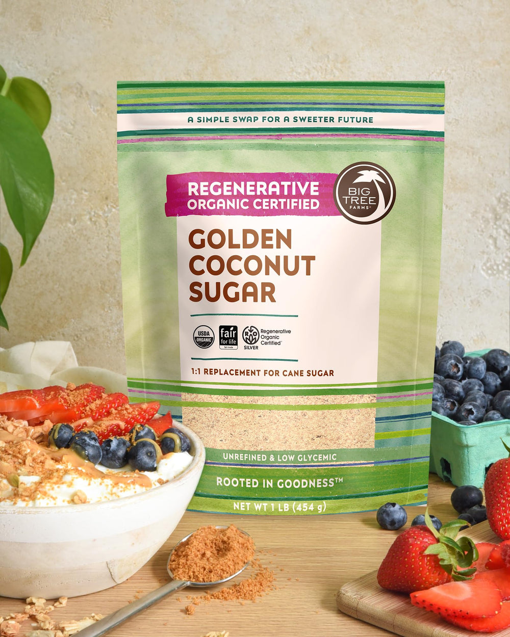 Big Tree Farms Golden Coconut Sugar used in baking for natural caramel-like notes