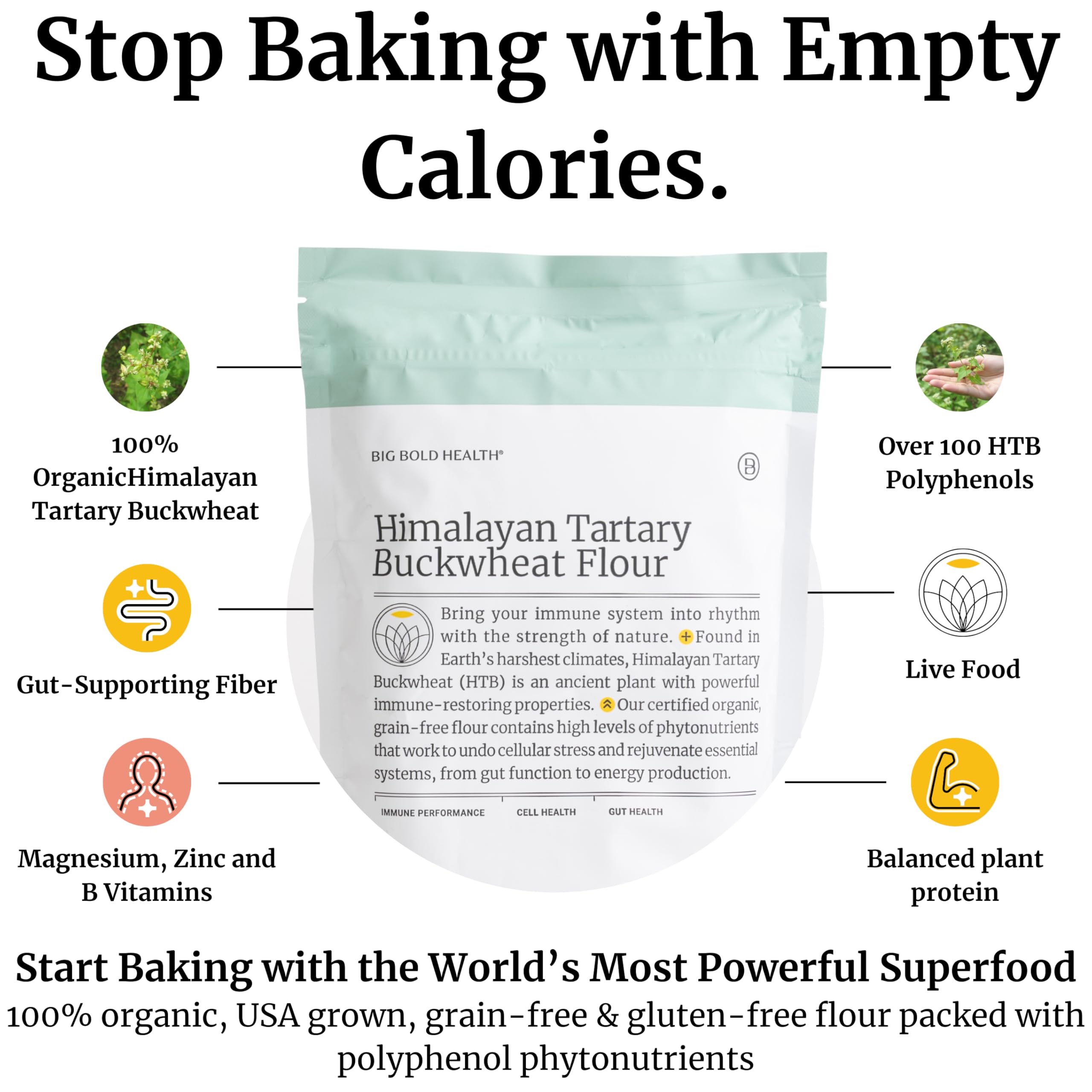 BIG BOLD HEALTH Buckwheat flour nutrition label close-up highlighting minerals.