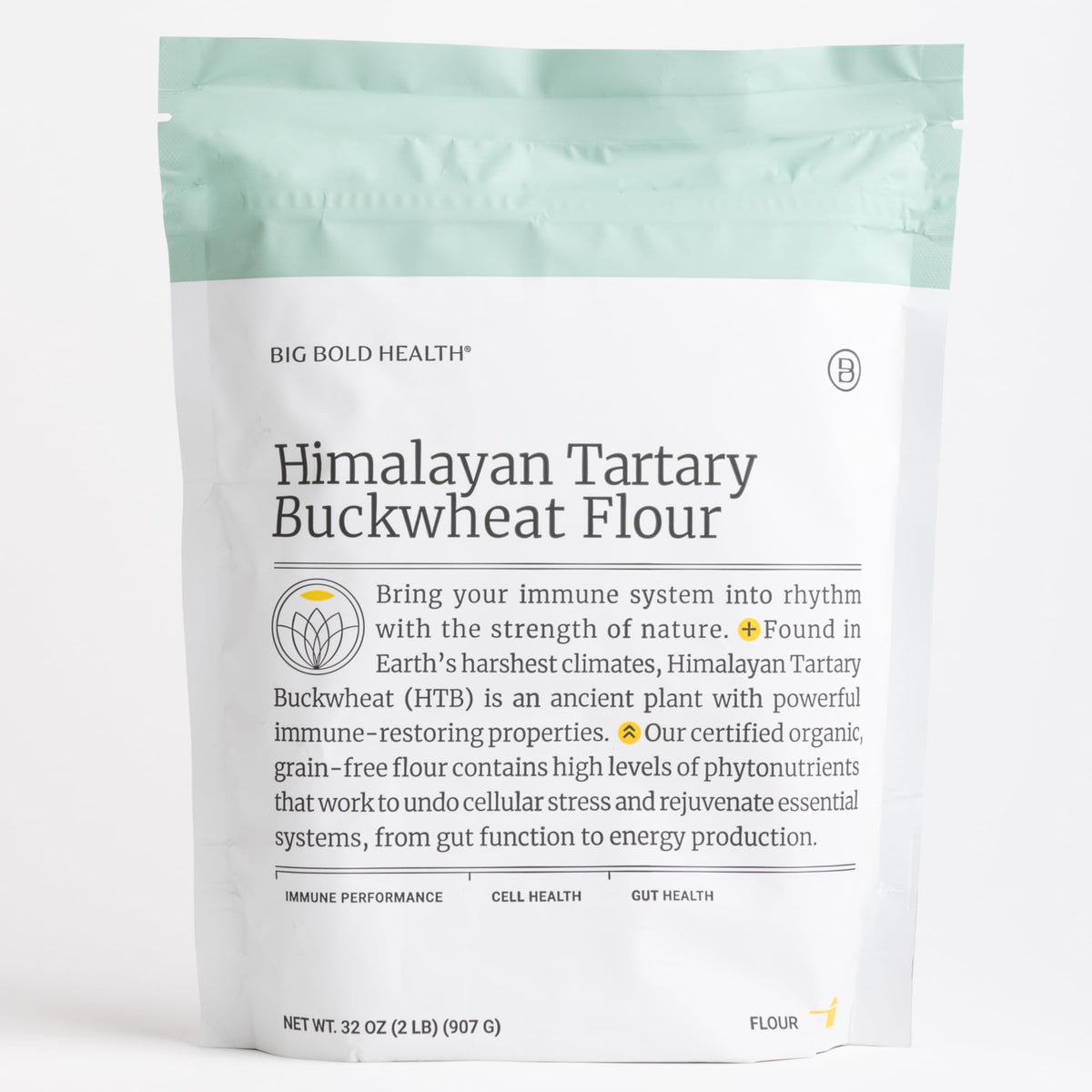 BIG BOLD HEALTH Himalayan Tartary Buckwheat flour bag, ideal for gluten-free baking.