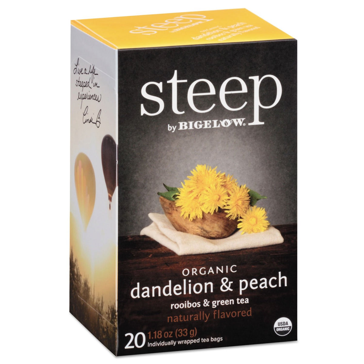 Bigelow 17715 Steep Tea dandelion-peach tea bag for balanced flavor.