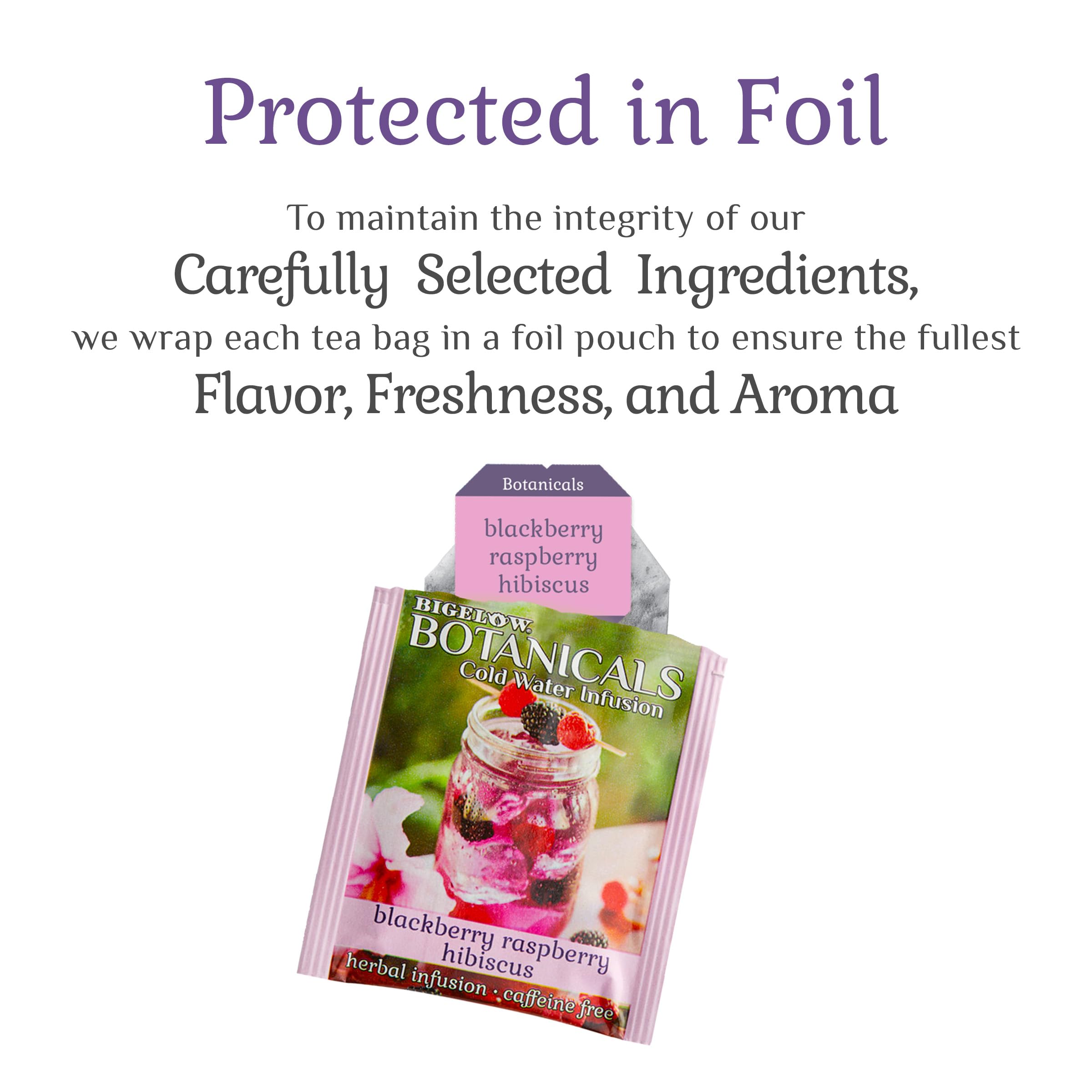 Bigelow Botanicals caffeine-free herbal tea offers gluten-free, zero-calorie flavor