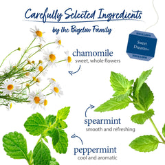 Chamomile flowers and mint leaves in Bigelow blend aroma