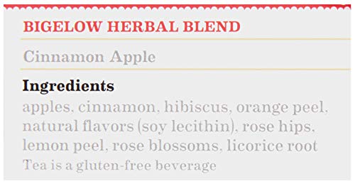 Bigelow Cinnamon Apple Hibiscus-ingredients blend with apple spice notes
